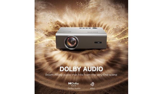 Smart Projector-4K with Wifi Bluetooth, AI Auto Focus Keystone Outdoor Home Theater VIDAA Movie Projector Built-in Apps, 60W Dolby, Airplay, Voice Control, Live TV, Ceiling, Gaming, Camping thumbnail 5