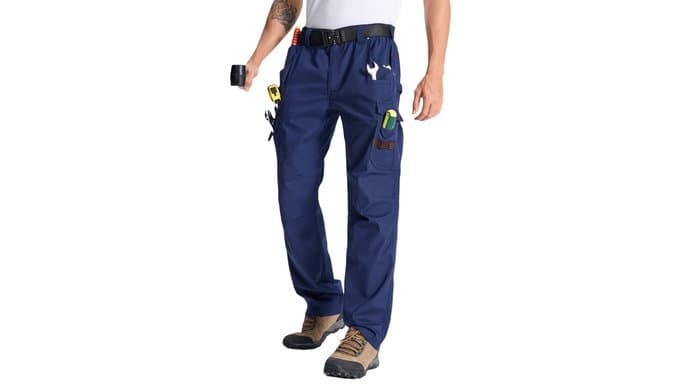 Mens Cargo Tactical Pants with 11 Pockets Work Hiking Water Resistant Lightweight Ripstop Military Pants thumbnail 1