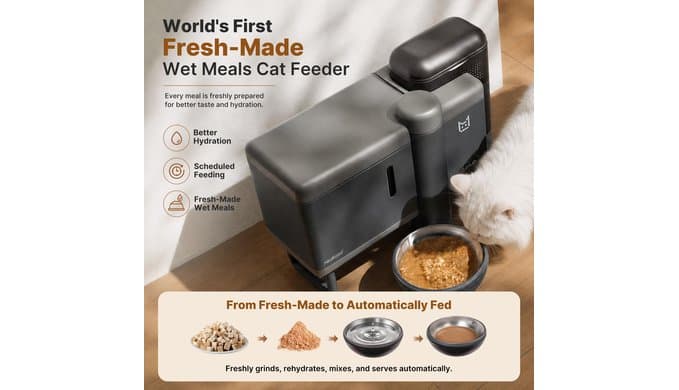 Neakasa Riko Automatic Wet Food Cat Feeder for Freeze-Dried Cat Food, Grey thumbnail 2