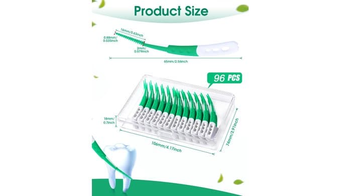 96 Count Dental Picks, Soft Tooth Picks for Teeth Cleaning, Green thumbnail 2