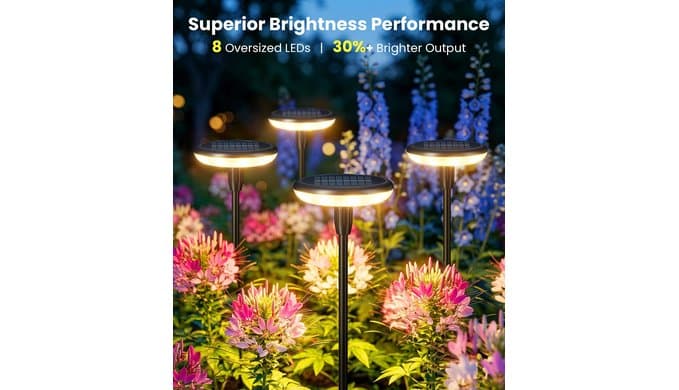LETMY Solar Pathway Lights Outdoor, 8 Pack Bright Solar Garden Lights thumbnail 2