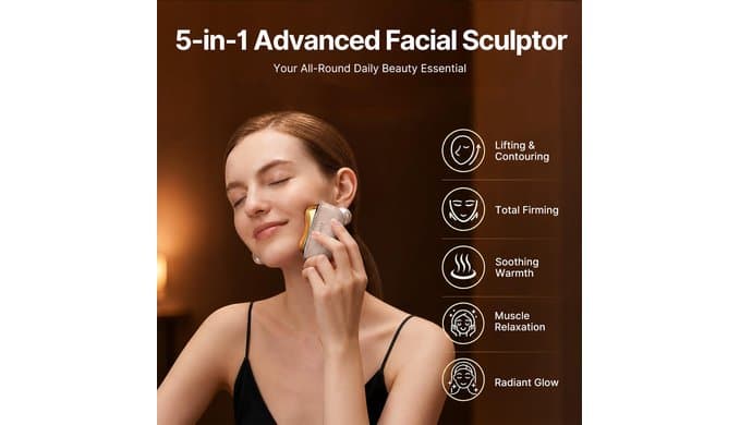 GS5 Electric Heated Gua Sha Tool, Red Light Face Massager, Pink thumbnail 5