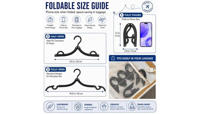 24 PCS Travel Hangers - Cruise Ship Essentials Portable Folding Clothes Hanger Travel Essentials Foldable Clothes Drying Rack for Travel thumbnail 3