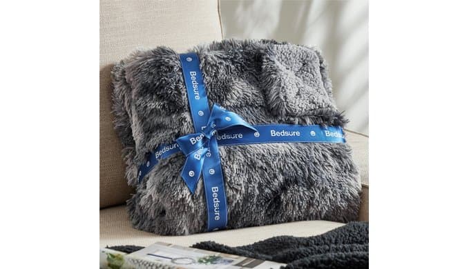 Bedsure Faux Fur Fluffy Fleece Sherpa Blanket Couch Throw Grey 50"x60" thumbnail 2