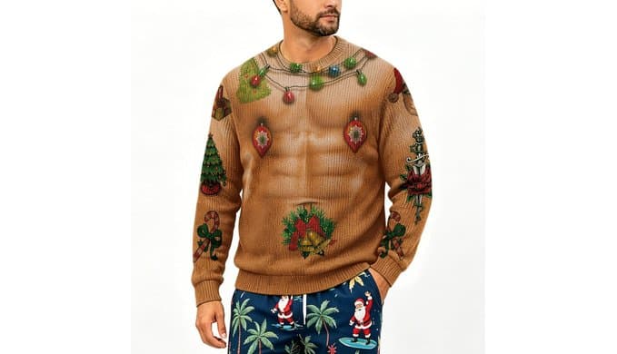 Ugly Christmas Sweatshirt for Men Funny 3D Print Pullover Shirts Trendy thumbnail 2