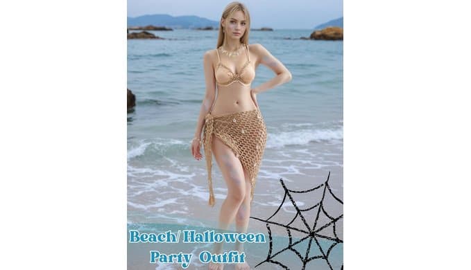 Mermaid Costume for Women Starfish Accessories: Large Mermaid Outfit Crochet Skirt for Summer Halloween Party Cosplay thumbnail 2