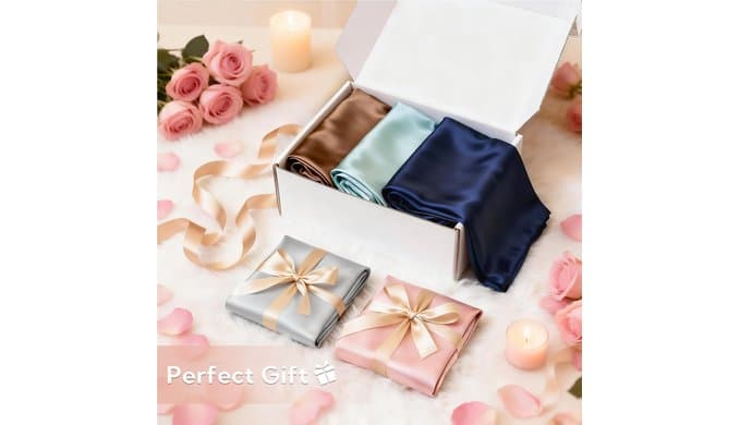 MR&HM Satin Pillowcase 2 Pack, Queen Size 20"x30", Black thumbnail 2
