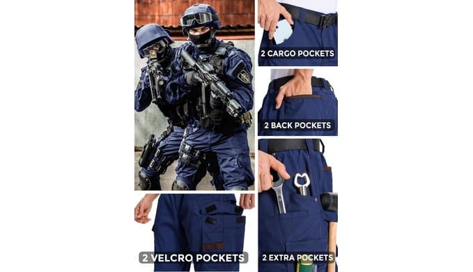 Mens Cargo Tactical Pants with 11 Pockets Work Hiking Water Resistant Lightweight Ripstop Military Pants thumbnail 3