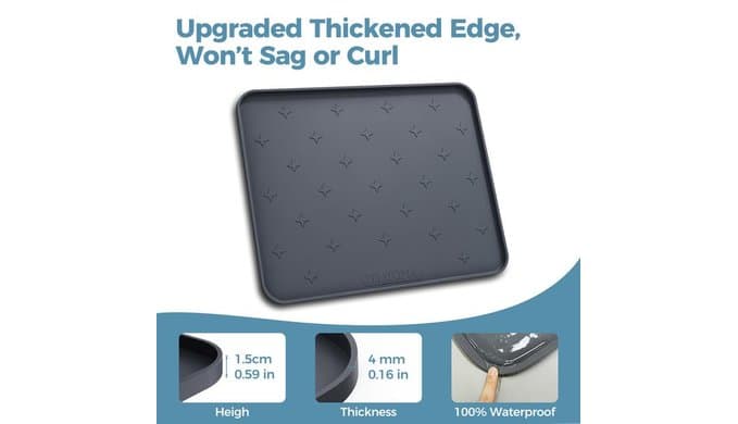 Cat Litter Mat & Dog Food Mat, 25 x 20 in Waterproof Silicone Tray thumbnail 3