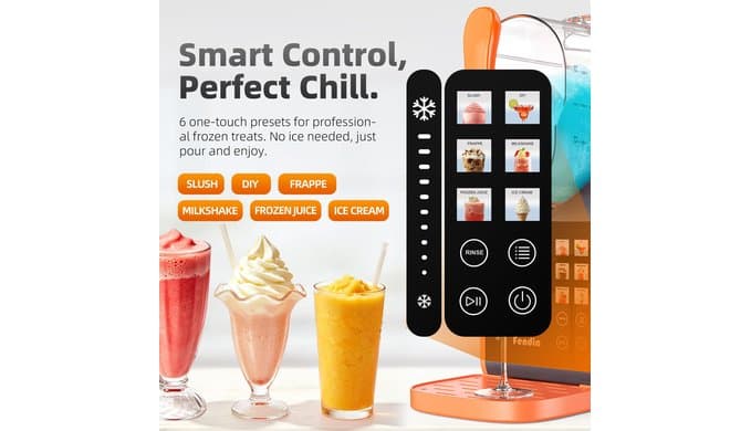 Max 95oz Slushie Machine with 6 Smart Presets, No Ice Needed Frozen Drink Maker for Home, Quick 30-Min Freeze for Slush, Margaritas, Smoothies, Ice Cream & More, Large Capacity Party Slushy Maker thumbnail 2