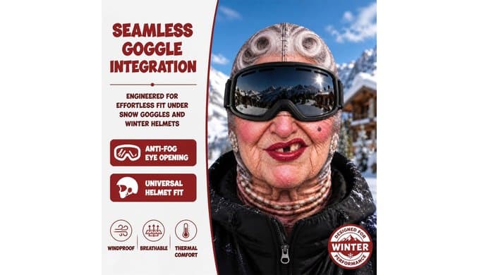 Funny Ski Mask for Adults Old Man Realistic Balaclava Face Mask thumbnail 2