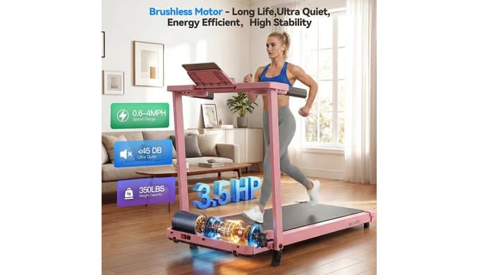 FUNMILY 3.5HP Walking Pad with Incline - Treadmill with Desk & Handle Bar thumbnail 3