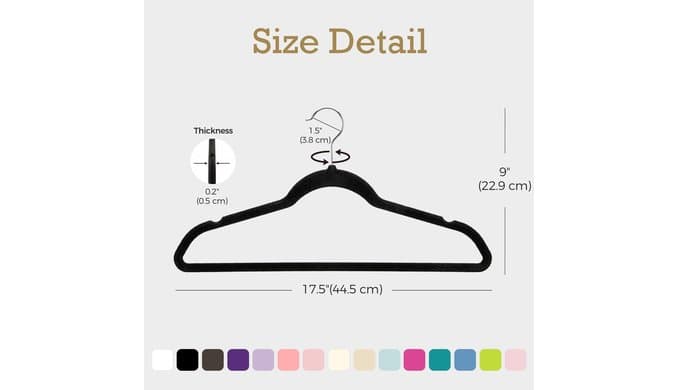 HOUSE DAY Black Velvet Hangers 60 Pack, Premium Non Slip Clothes Hangers thumbnail 2