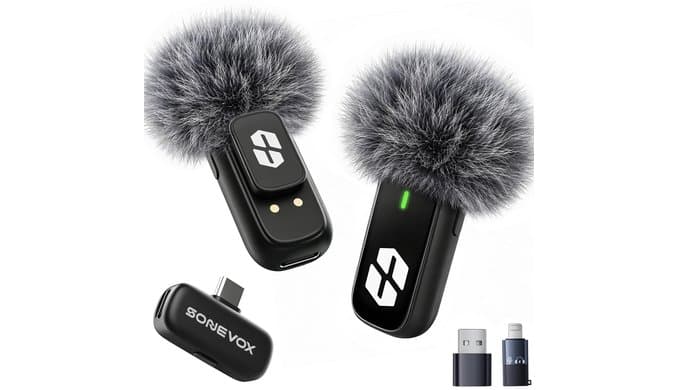AirMic Mini Wireless Microphone for iPhone & Android (2TX+USB-C RX) thumbnail 1