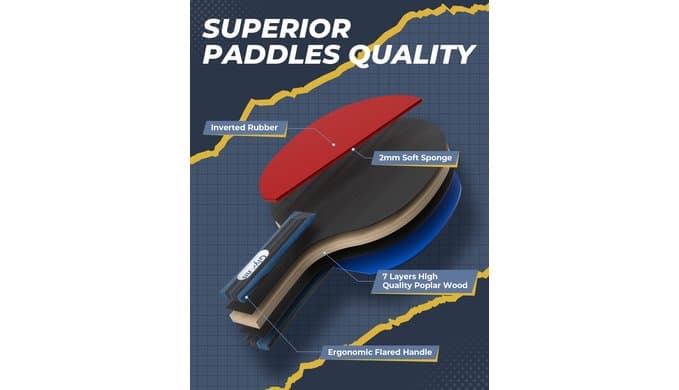 Glymnis Ping Pong Paddles Set of 4/2, Table Tennis Rackets Set and Balls thumbnail 2