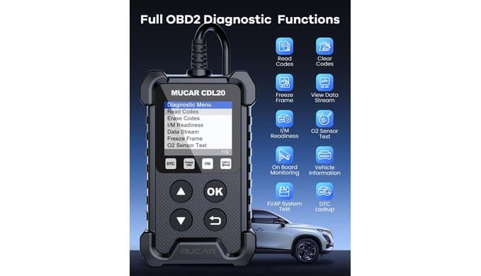 MUCAR CDL20 Universal OBD2 Scanner, Check Engine Car Code Reader with Full OBD2 Functions, Vehicle Info/MIL/EVAP/Freeze Frame/DTC Library, Diagnostic Scan Tool for All OBD II & EOBD Cars After 1996 thumbnail 2