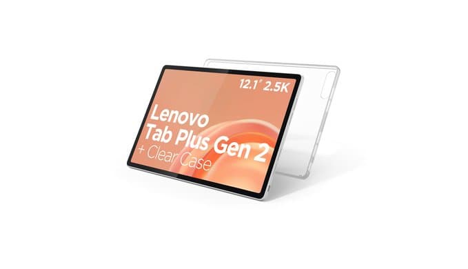 Lenovo Tab Plus Gen 2 - Entertainment Tablet and Clear Case - 12.1″ 2.5K IPS Touch Display - 120Hz - MediaTek Dimensity 7400 CPU - 8GB Memory - 256GB UFS Storage - Integrated Arm Mali-G615 MC2 GPU thumbnail 1