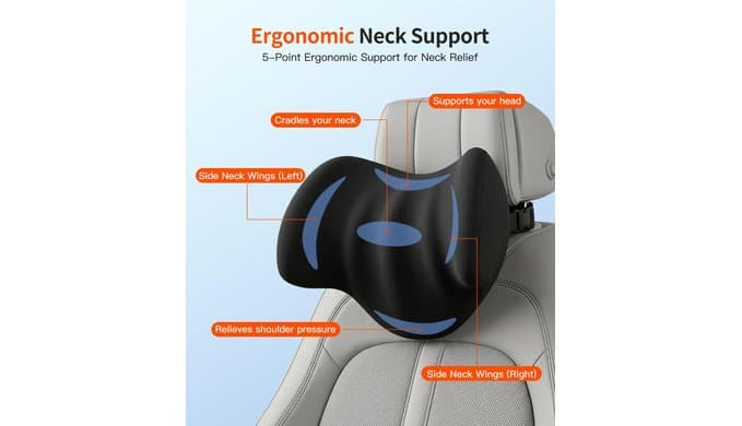 Car Headrest Pillow for Drivers: 100% Memory Foam thumbnail 5