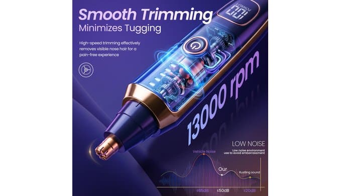 Nose and Ear Hair Trimmer for Men Women,2 in 1 LED Display Eyebrow Hair Trimmer with USB Rechargeable,2026 Portble Waterproof Facial Hair Removal with Dual-Edge Blades for Travel thumbnail 3