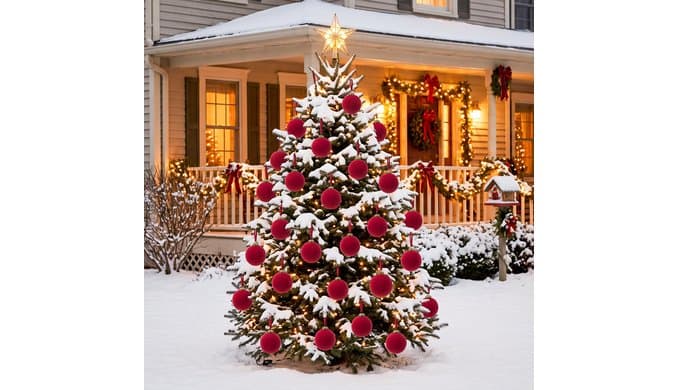 15 Pcs Red Velvet Christmas Ball Ornaments,3.15 Christmas Hanging Ornaments thumbnail 3