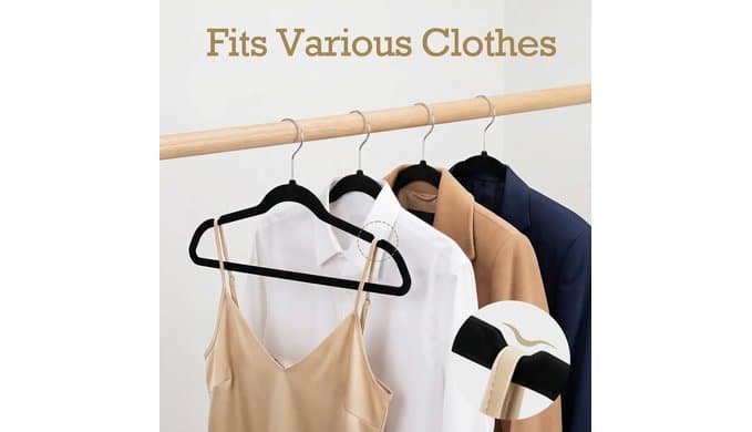 HOUSE DAY Black Velvet Hangers 60 Pack, Premium Non Slip Clothes Hangers thumbnail 5