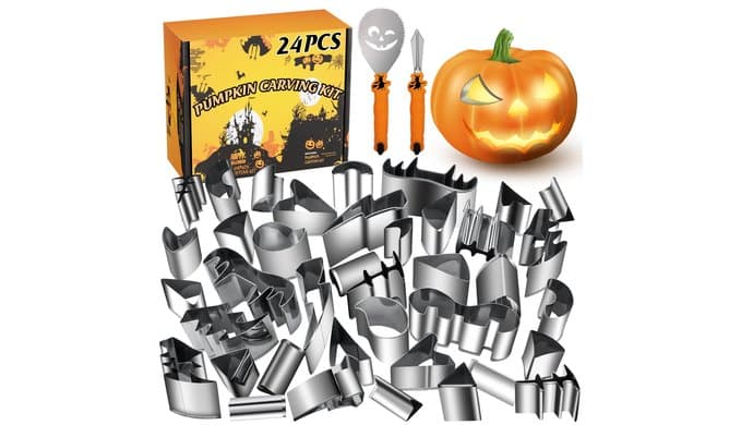 WANNTS Pumpkin Carving Kit Halloween, Safe and Pumpkin Carving Set, DIY Stainless Steel Pumpkin Carving Tools for Halloween Decoration Jack-O-Lanterns, Gift for Halloween(24 Pieces) thumbnail 1