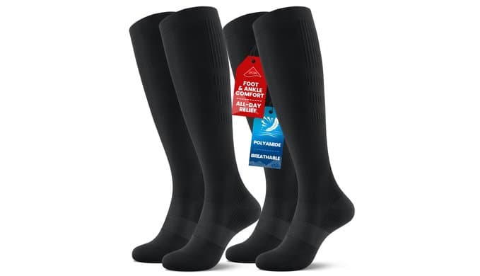 PULIOU Compression Socks for Women Men 15-20 mmHg Easy On Off,2 Pairs thumbnail 1
