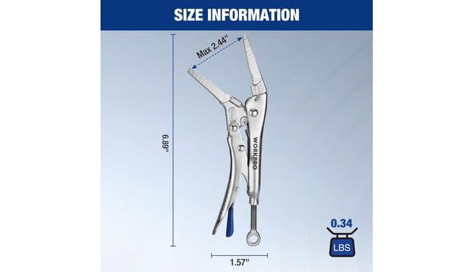 WORKPRO 6.5" Long Nose Locking Pliers, CR-MO Steel Construction with Perforated Screw, Multipurpose Clamping Tool for Automotive, Welding, and Home DIY thumbnail 3