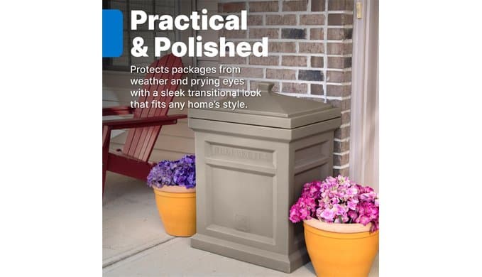Step2 Express Parcel Delivery Box, Large Outdoor Package Bin with Lid, Weather-Resistant, Mocha thumbnail 4