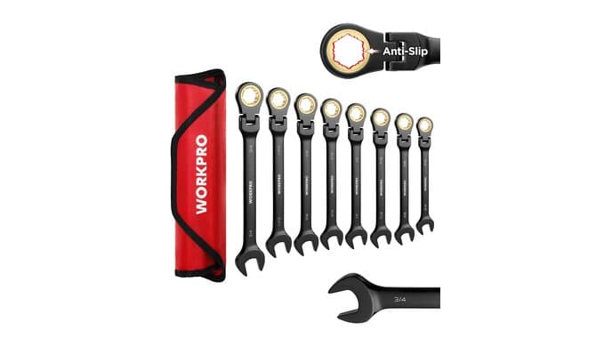 WORKPRO 8-piece Ratcheting Combination Wrench Set, SAE & Anti-Slip Tooth thumbnail 1