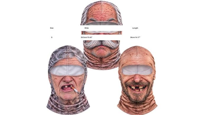 Funny Ski Mask For Men 3D Printed Face Old Man Balaclava Mask thumbnail 2