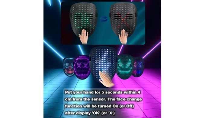 Led Mask Light up Mask Gesture Sensing, Kids Cool Toys Men Boys Gift thumbnail 5