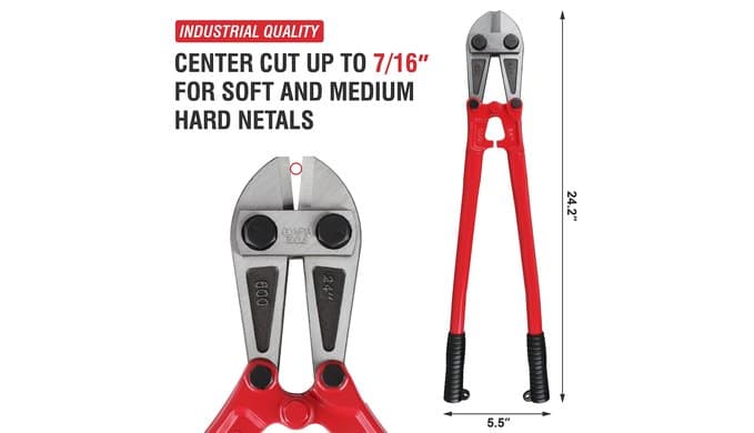 Olympia Tools 24" Bolt Cutter with Drop Forged Alloy Steel and Ergonomic Grip Rubber Handles for for Cutting Fence, Steel Wire, Chain, Screws, Rivet thumbnail 2
