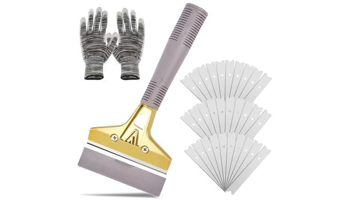 Razor Blade Scraper with 30 PCS Extra Blades and Gloves. thumbnail 1