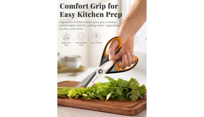 Astercook Kitchen Scissors, 3-Pack Heavy Duty Kitchen Shears with Stainless Steel Blades for Meat, Poultry, Herbs, Vegetables and Packaging, Dishwasher Safe Seafood Tools thumbnail 5
