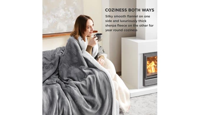 Bedsure GentleSoft Sherpa Fleece Throw Blanket for Couch, Non-Heated, Thick & Warm Cozy Comfort Christmas Blanket for Winter Fall, Soft Fuzzy Plush Throw Gifts for Women Room Decor, Grey, 50x60 Inches thumbnail 5