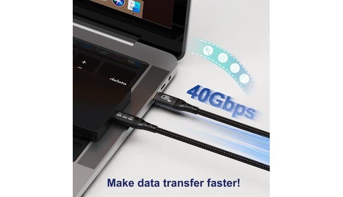 ZIKNYDO 40Gbps for Thunderbolt 4 Cable 6.6FT/2m, USB 4 Data Cable, 8K/4K USB C Display, 240W Charging Thunderbolt Cable, for Thunderbolt 3, iPhone 16 Series, SSD, MacBook, eGPU, Monitors, Laptops thumbnail 3