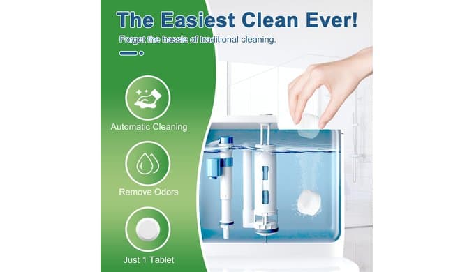 Toilet Bowl Cleaners Bleach Tablets 54 PACK, Automatic Toilet Tank Cleaner, Bathroom Cleaner Against Tough Stains, No Scrubbing, Continuous Clean, Sparkling Fresh thumbnail 2
