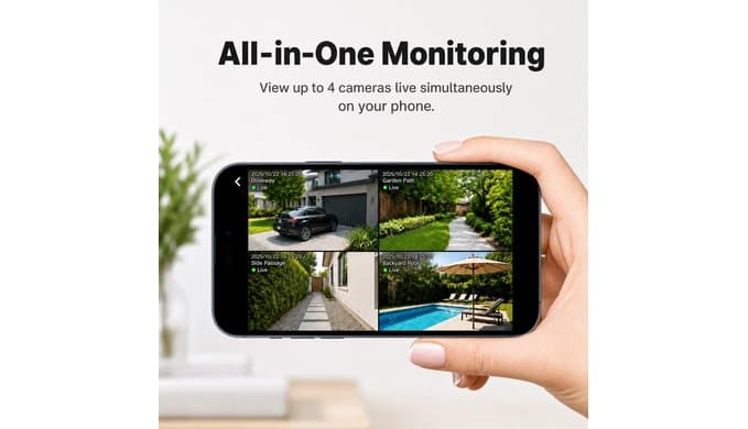 SEHMUA Security Cameras Wireless Outdoor Kit, No Monthly Fee, Local Storage thumbnail 3