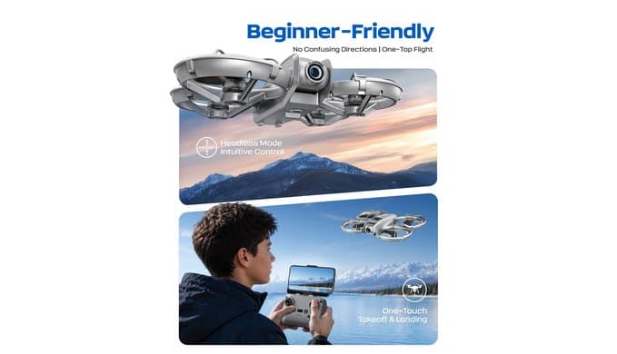 Mini Drone with HD FPV Camera, Beginner Friendly RC Quadcopter for Teens Adults, 90° Tilt Lens, Altitude Hold, One Key Takeoff, 3D Flips, 3 Speed Modes, 2 Batteries 25 Mins Flight, Indoor Outdoor Gift (Gray) thumbnail 2