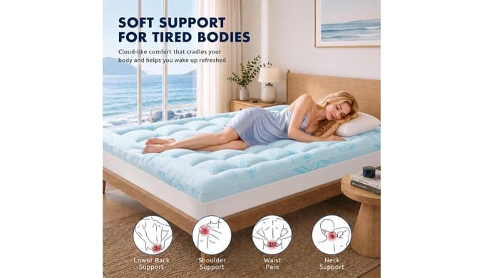 Queen Size Mattress Topper, Extra Thick Pillow Top Mattress Pad thumbnail 2