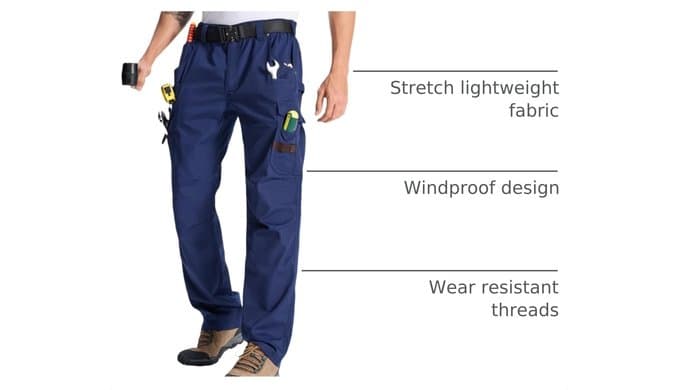 Mens Cargo Tactical Pants with 11 Pockets Work Hiking Water Resistant Lightweight Ripstop Military Pants thumbnail 4