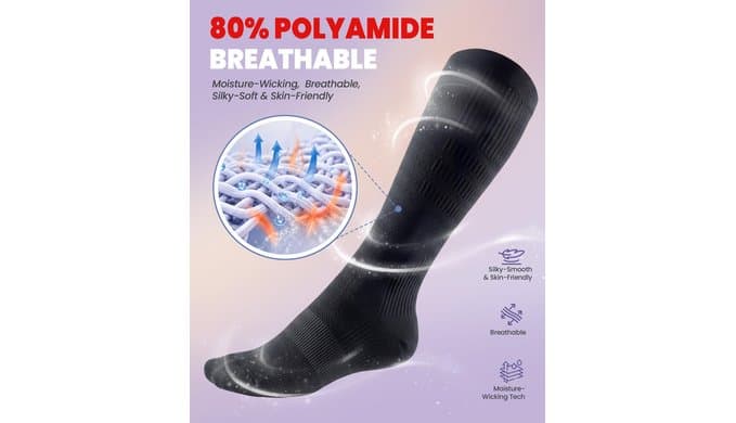 PULIOU Compression Socks for Women Men 15-20 mmHg Easy On Off,2 Pairs thumbnail 3