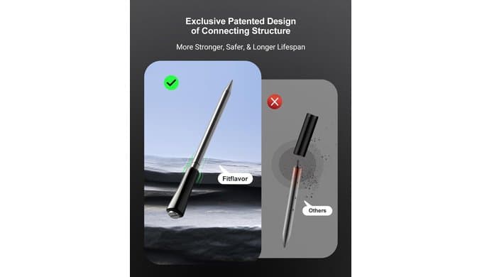 Bluetooth Meat Thermometer Wireless Probe for Smoker 500ft, Fitflavor Digital Grill Meat Thermometer Wireless for Grilling BBQ Cooking Oven, Rechargeable Batterry, IP67 Waterproof thumbnail 2