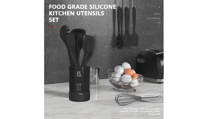AOTHOD Silicone Cooking Utensils Set - 446°F Heat Resistant Kitchen Utensils,Turner Tongs,Spatula,Spoon,Brush,Whisk,Kitchen Utensil Gadgets Tools Set for Nonstick Cookware,Dishwasher Safe (BPA Free) thumbnail 3