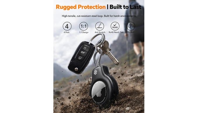 for AirTag Holder Keychain,Air Tag-4 Pack Holder Case Airtags 1st/2nd Gen thumbnail 3