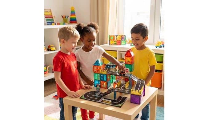 Magnetic Tiles Road Set, 89 PCS Magnetic Building Blocks with Roads thumbnail 4