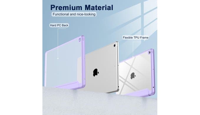 ToaPoia Case for iPad 9th Generation 2021/iPad 8th Generation 2020 10.2 Inch with Pencil Holder, iPad 7th Gen 2019 with Clear Transparent Back, Auto Wake/Sleep Cover (Clove Purple) thumbnail 2