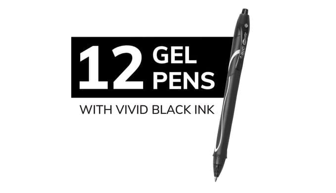 BIC Gelocity Quick Dry Gel Pens, 12-Count in Black Ink thumbnail 2