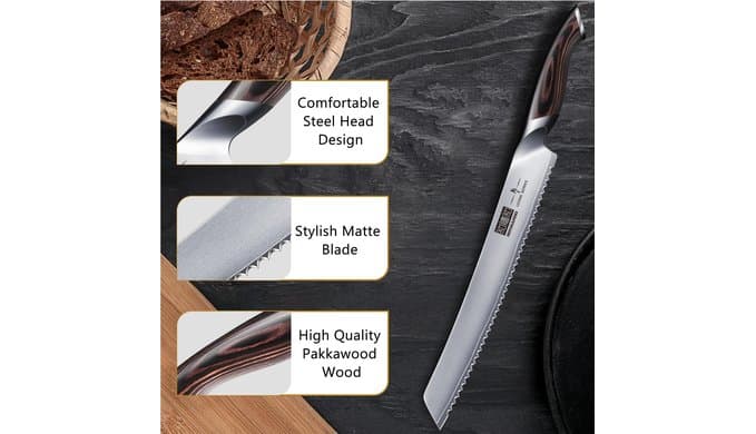HOSHANHO Bread Knife 10 inch, Ultra Sharp Japanese Serrated Bread Knife thumbnail 5